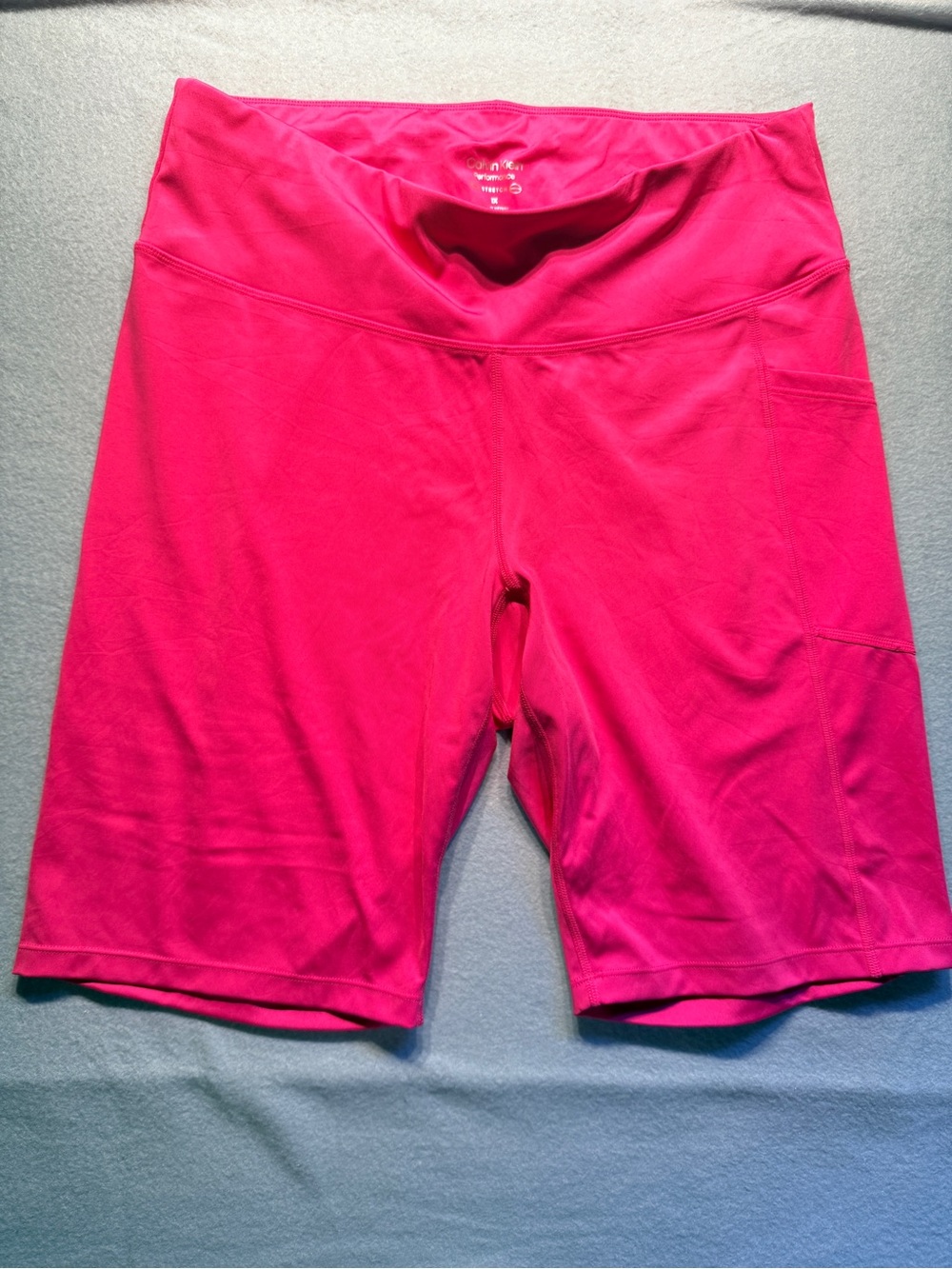 Calvin Klein Performance Bright Pink High-Rise Bike Shorts with Side Pocket